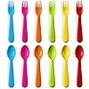Plastic Toddler Utensils Set of 12 Kids Utensils Forks and Spoons - BPA FREE/Dishwasher Safe Toddlers Silverware Set