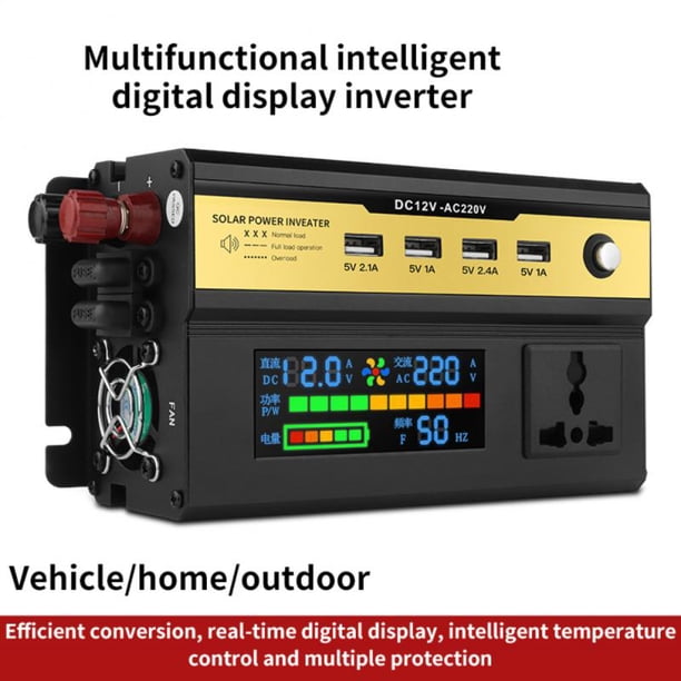 Universal Lcd Inverter Portable Power Inverter Multifunctional Dc12vto Ac 220v Sine Wave Voltage Converter Adapter Car Supplies10000 W 12V 220VUnited States He Qiyong unisex