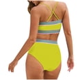 thumbnail image 4 of Efsteb Women's High Waisted Bikini Sets Solid Color Patchwork Swimwear Strapless Push Up Bathing Suit Two Piece Bathing Suit Beachwear (Yellow,S), 4 of 4