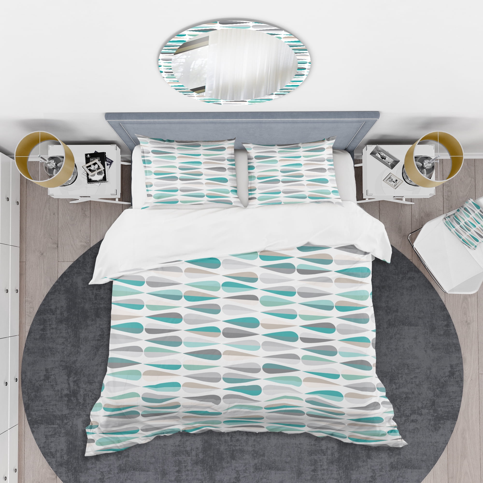 Designart 'Retro Abstract Drops III' Mid-Century Modern Duvet Cover Set