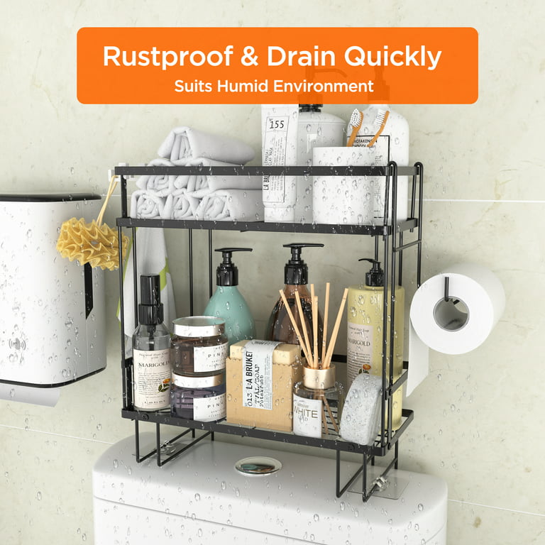 No Drilling Bathroom Organizer Shelf With Suction Cup For Toilet