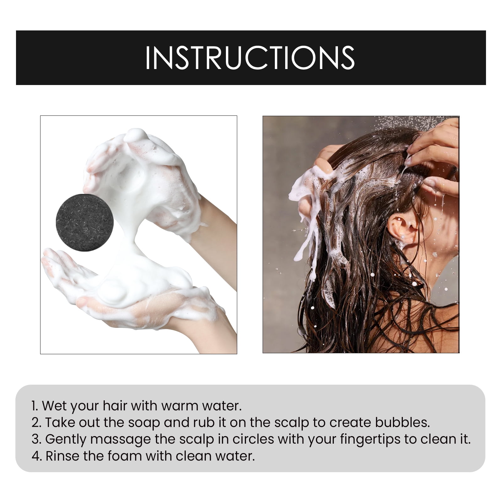 Alvantor Charcoal Shampoo Bar, Deep Cleansing and Nourishing Improve Dry Shampoo Soap, 2.12oz