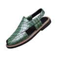 thumbnail image 3 of Domuza Men’s Crocodile Embossed Split Toe Back Strap Sandals, Slip On Closed Front Leather Casual Mule Sandals with Block Flat Sole for Daily Summer Wear Army Green 10 (EU-45), 3 of 4