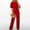 Red, variant on Womens pants Women'S Fall/Winter Solid Color Short Sleeved Crew Round Neck Jumpsuit With Belt Jumpsuit Wide Leg Jumpsuits for Women Lounge Pants Ladies Pants