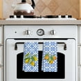 thumbnail image 4 of Blue Tiles Kitchen Towels Set of 2, Lemon Citrus Fruit Decorative Hand Towels for Bathroom, Mediterranean Decor Dish Towels for Kitchen, Blue and White Kitchen Bathroom Decor 18x26 Inches, 4 of 6