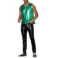 thumbnail image 2 of Camiseta sin mangas metálica Inspire Chic para hombre, cuello redondo, brillante, fiesta disco, talla M, color verde, 2 of 6