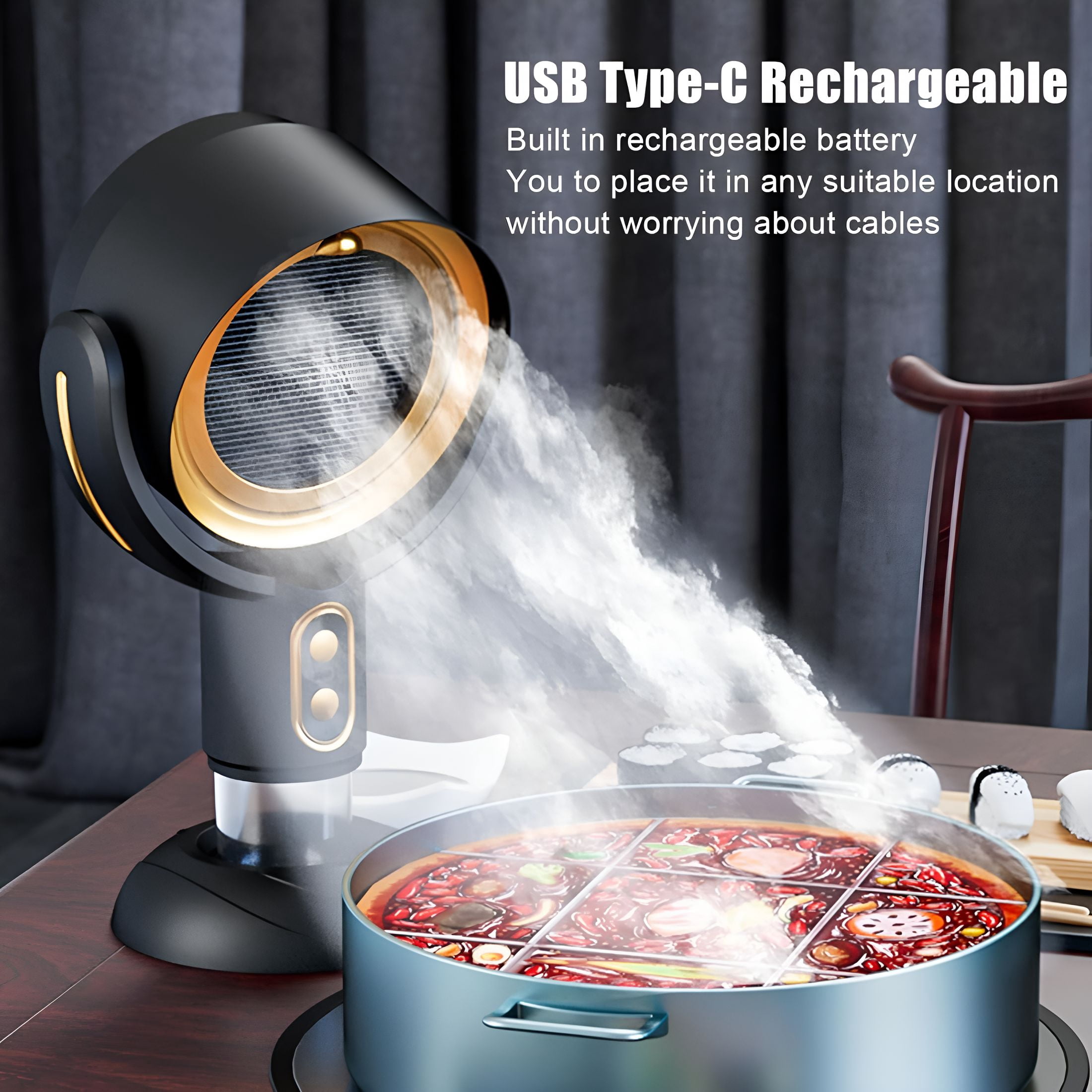 HIBIBUD Smoke Fan for Smoking Indoors,High Fan for Smoking,Wireless Mini Portable Range Desktop Range Hood/Purifier Compact Fan Aromatherapy Diffuser Filter
