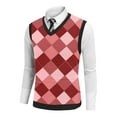 thumbnail image 6 of ZCFZJW Mens Argyle Knitwear Vest Plus Size V Neck Sleeveless Lightweight Slim Fit Pullover Knitted Sweater Casual Work Business Tank Tops Pink XXXL, 6 of 6
