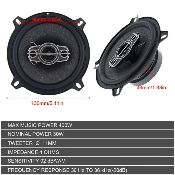Conjunto de audio para automóvil, altavoz subwoofer coaxial modificado de frecuencia completa de 4, 5 y 6,5 pulgadas