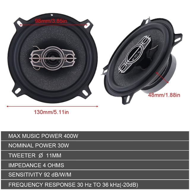 Conjunto de audio para automóvil, altavoz subwoofer coaxial modificado de frecuencia completa de 4, 5 y 6,5 pulgadas