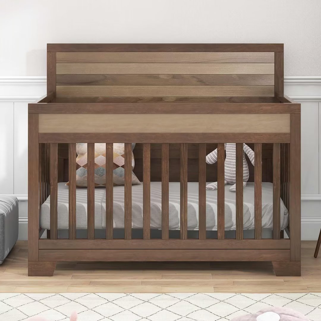 Certified Baby Safe Crib, Toddler Bed with Adjustable Mattress Height, Pine Solid Wood, Non