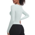 thumbnail image 6 of tarylea Women's Yoga Tops Ribbed Knit Crew Neck Tops Slim Fitted Tops Long Sleeve Shirts Athletic Sports Tops, 6 of 8