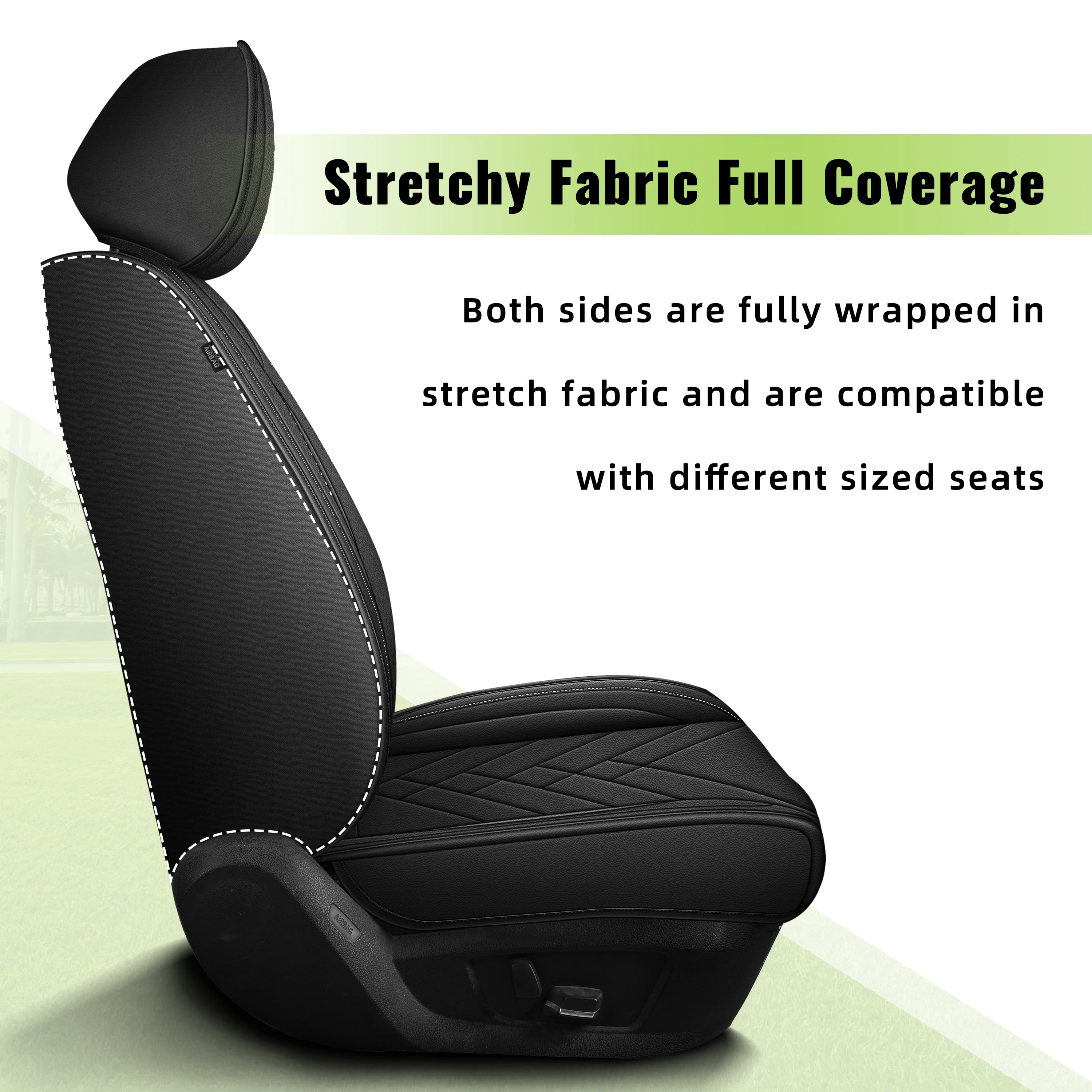 LAONNVIR Front Car Seat Covers Fit for Ford Escape 2001-2025 Leather Seat Protector with Lumbar Support Compatible Airbag Black,2 Front Seat
