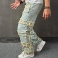 thumbnail image 2 of Reppunk Men's Vintage Pale Light Wash Heavy Frayed Ripped Straight Leg Jeans, Distressed Loose Stacked Denim Pants, Business Casual Versatile Office Daily Commute Trousers, 2 of 10