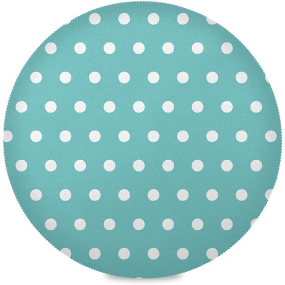 Teal Polka Dot, Elastic Fitted Edged Round Tablecloth Fade resistant Anti-Shrink Table Cloth Washable Table Cover for Indoor or Outdoor and anywhere you wanna use it 60"X 60"