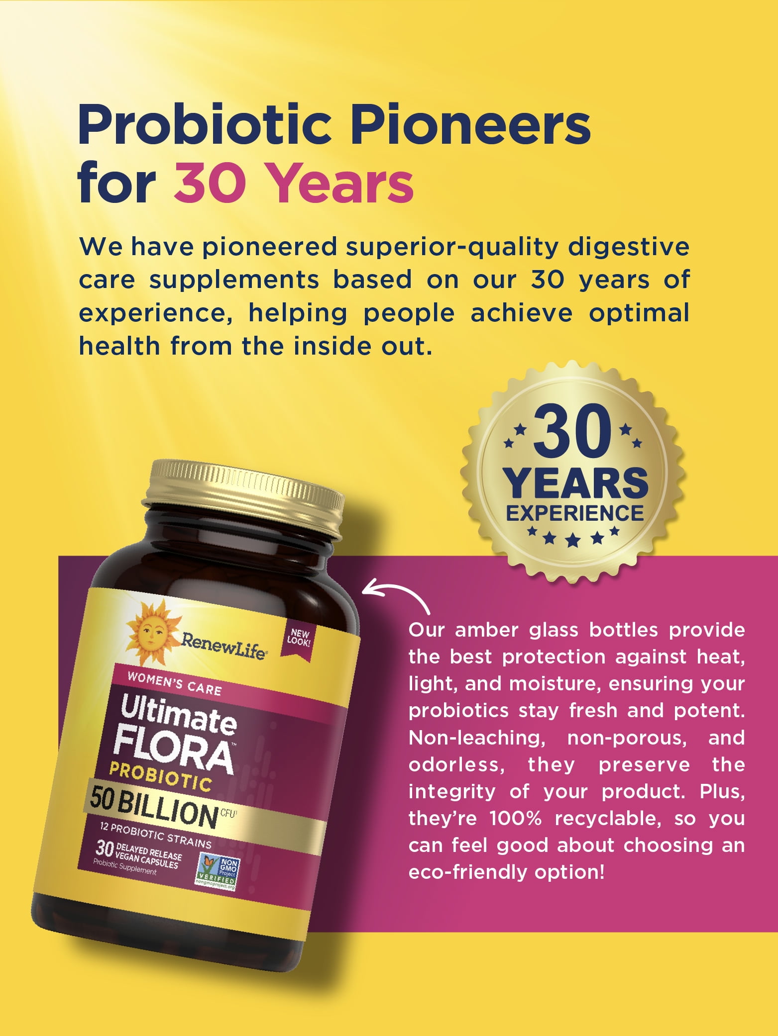 Ultimate Flora Women's Vaginal Probiotic Capsule | 30 Count | by Renew Life