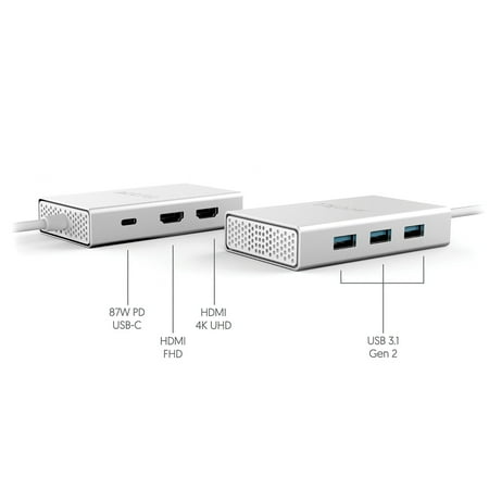Accell - Air USB-C 4K Driver-Less Docking Station - Silver
