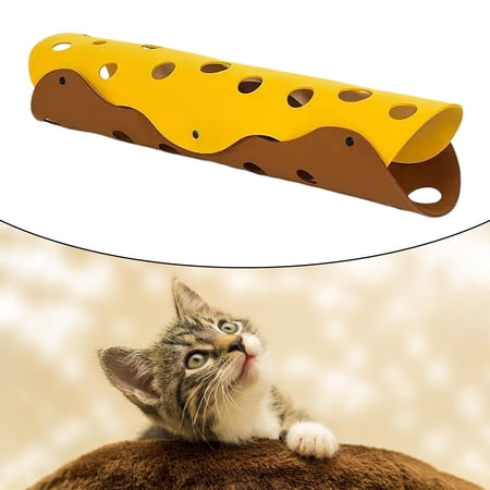 Large Cat Tunnel Tube Thicken Multiple Color Extendable Peepholes Nest Play Kitten Toy DIY Long Cave for Rabbit Bunny Home Guinea Pigs Puppy Yellow Brown 3mm