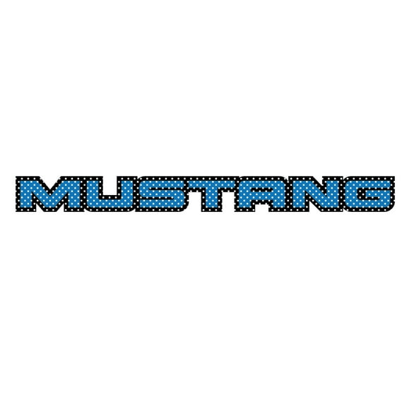 iPick Image for Ford Mustang Nameplate in Blue Perforated Unobstructed View 24" Vinyl Window Film Adhesive Wrap Graphic Decal, Official Licensed