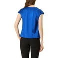 thumbnail image 3 of INSPIRE CHIC Women's Cap Sleeve Silky Blouse Round Neck Pleated Casual Elegant Top, 3 of 7