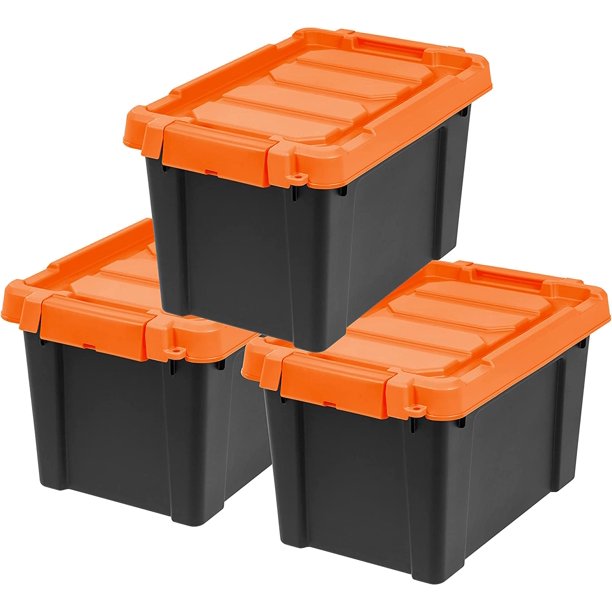 HeavyDuty Storage Plastic Bin Tote Container with Durable Lid and