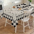 thumbnail image 4 of Black Grey Easter Rectangle Tablecloth, Polka Dot Bunny Spring Vintage Plaid Checkered Waterproof & StainResistant Tablecloth, Washable Oil-proof Table Cover for Dining/Party/Wedding/Buffet 60x120 In, 4 of 9