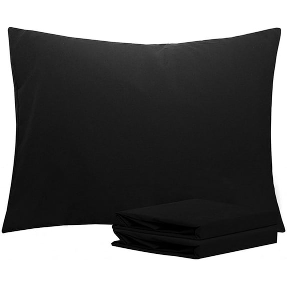 Standard Pillowcases Set of 2, 100% Brushed Microfiber, Soft and Cozy, Wrinkle, Fade, Stain Resistant with Envelope Closure, 20 x 26 Inches, Black