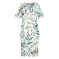 thumbnail image 3 of Vestido de fiesta con bolsillos sueltos y estampado de hojas de eucalipto estilo bohemio 2025 para mujer, vestido largo para mujer, 3 of 6