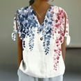 thumbnail image 4 of ZQUUVOU Womens T-Shirts Summer Cold Sleeve Henley V-Neck Loose Summer Tops(A-White,L), 4 of 7