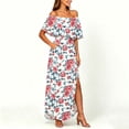 thumbnail image 5 of VBVC Women's Off The Shoulder Floral Maxi Dress , Summer Side Slit Dresses For Women , Ladies' Ruffle Boho Long Dress with Pockets,Red,S-2XL, 5 of 7