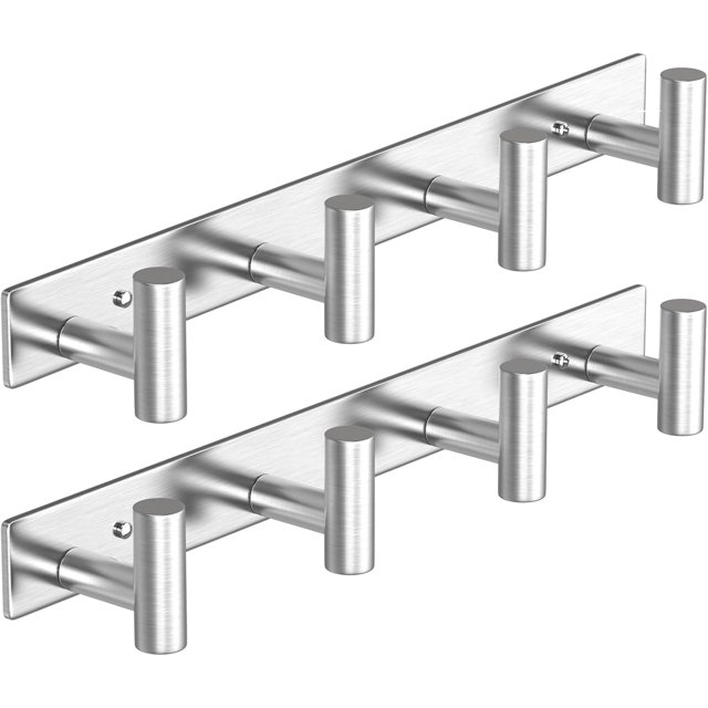 Coat Rack Wall Mount with L Shaped Coat Hooks Wall Hooks Heavy Duty Stainless Steel Towel Hooks Wall Coat Hanger Robe Hooks for Bathroom Kitchen Entryway ( Hooks PC)