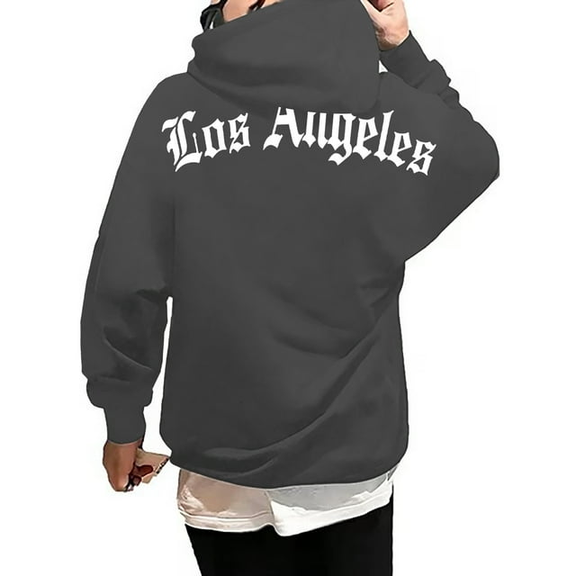 LUOGENLI Chandails à Capuche pour Hommes Design Graphique Mode Homme Décontracté Lettre Partie Imprimée Chandail à Capuche à Enfiler Manches Longues Chandail à Capuche Hauts Chandails à Capuche pour Hommes Design Gris2 Taille m