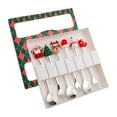 thumbnail image 4 of Juego de 6 cucharas y tenedores navideños de acero inoxidable para decoración de mesa. verde 6E, 4 of 9