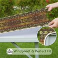 thumbnail image 6 of Boho Golden Ethnic Pattern Square Fitted Tablecloth with Elastic Edge,Square Table Cover,Washable Elastic Table Cover for Home Kitchen Party Decor 34"x34", 6 of 6