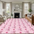 thumbnail image 2 of Sweet Stripe Bows Washable Area Rug 5 x 8 ft Love Cute Bow Pink Theme, Soft Non Slip Rugs Stain Repellent Indoor Felt Carpet for Living Dining Room Bedroom Home Office, 2 of 9