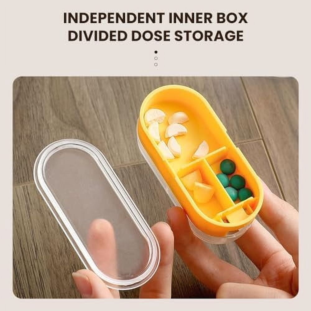 Pill Cutter Travel Pill Organizer, 2025 New 3 Compartment Small Pill Box Pill Cutter Splitter for Small or Large Pills, Small Pill Container Portable Pill Case for Pocket Purse Pill Organizer (Green)