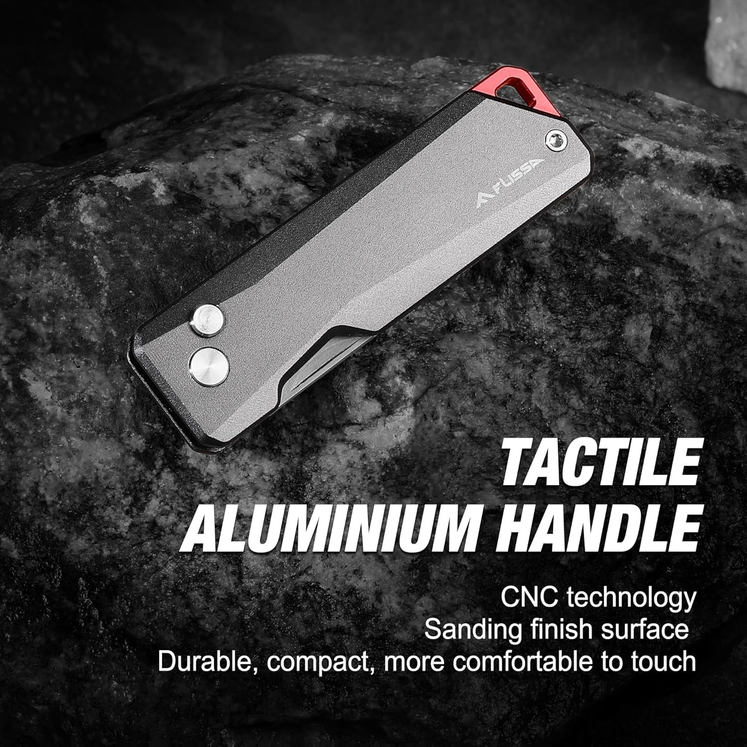 FLISSA Advanced Titanium Utility Knife, CNC Unibody, Lightweight All Metal Folding Box Cutter, Quick Change Blade Razor Knife, with 10 Extra Blades