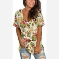 thumbnail image 4 of Cyber&Monday Deals Womens Tops Summer 2022,Summer Floral Tops for Women Classic V Neck Tshirts Short Sleeve Cute Tops Casual Loose Tunics Blouse, 4 of 6