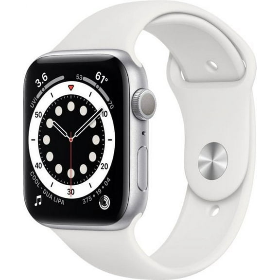 Pre-Owned Used Apple Watch Series 6 (GPS) 44mm Silver Aluminum Case with White Sport Band - M00D3LL/A (Good)