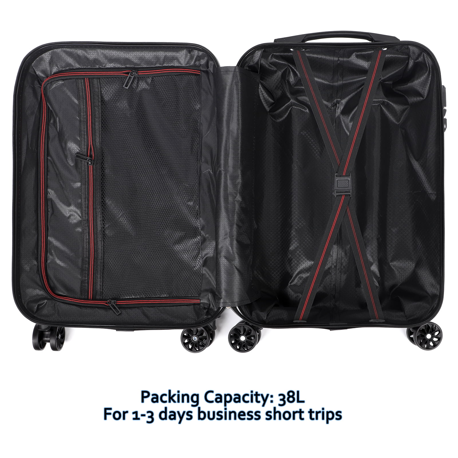 Carry On Luggage, 20" Hardside Suitcase ABS Spinner Luggage with Lock - Crossroad in Silver
