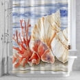 thumbnail image 2 of Ocean Life Bathroom Shower Curtain, Marine Shell Coral Algae Starfish Oil Painting Waterproof Washable Soft Bath Curtain for Bathtub Decor with 12 Hooks&Grommet, 66x72 Inch, 2 of 9