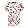thumbnail image 5 of Holiday Gifts! Titcea Christmas Scrub Tops Women Cute Xmas Printed Short Sleeved V Neck Scrub Tops with Pockets Lightweight Stretchy Working Uniform, 5 of 5