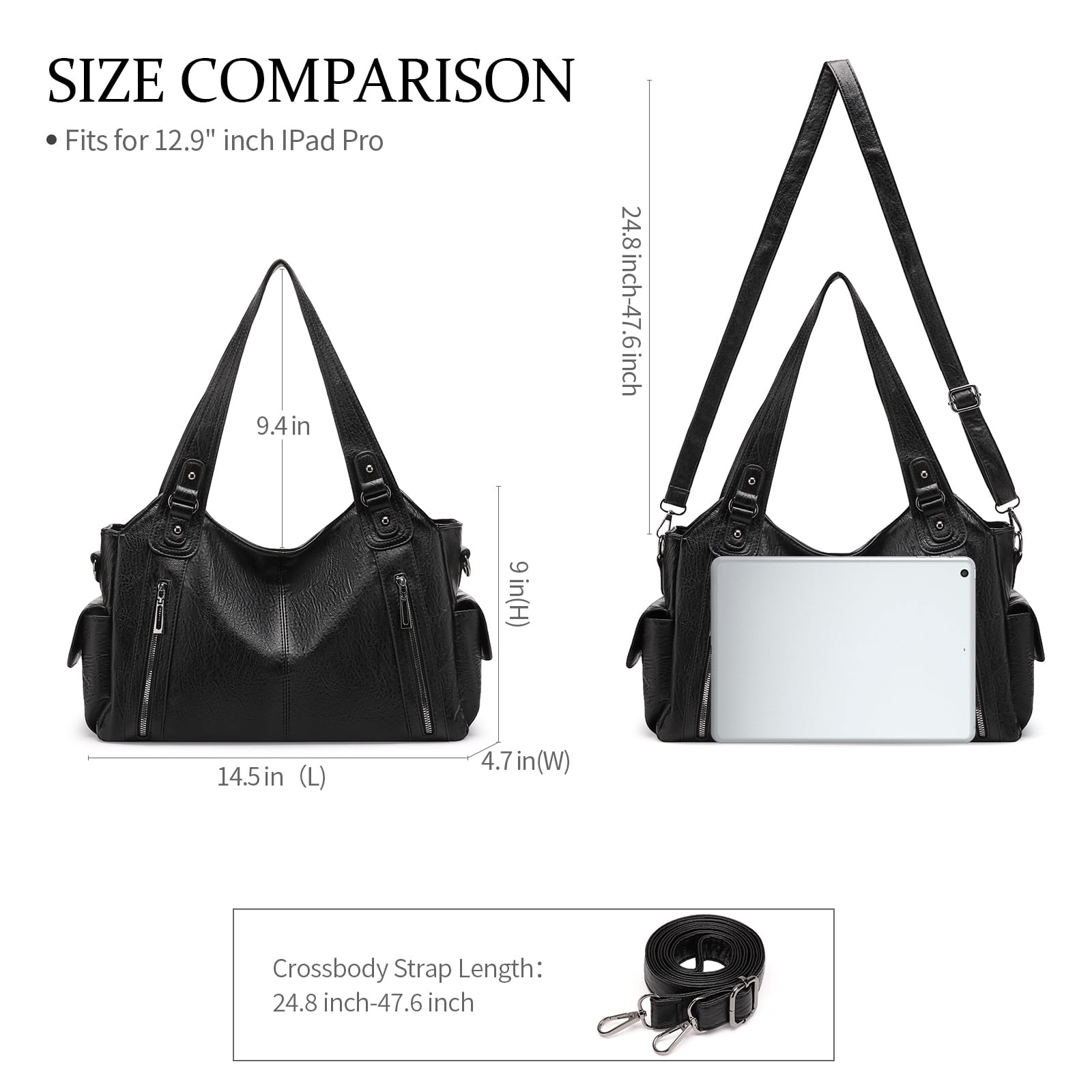 KALUNMA Handbags for Women Large Hobo Shoulder Bags Soft PU Leather Multi-Pocket Tote Bag