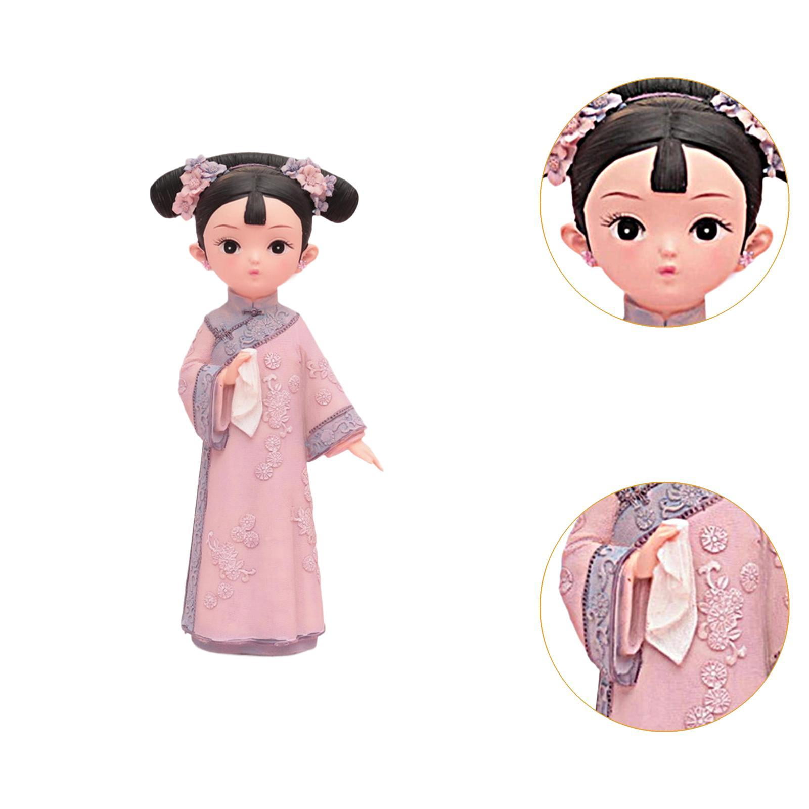 WLPZXP Girl Resin Statue Desktop Doll Toy Hanfu Dress Decoraitve Miniature Figurine for 12x8x22cm Hankie