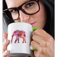 thumbnail image 2 of 3dRose, Colorful watercolor elephant illustration, 11oz Two-Tone Green Mug, 2 of 7