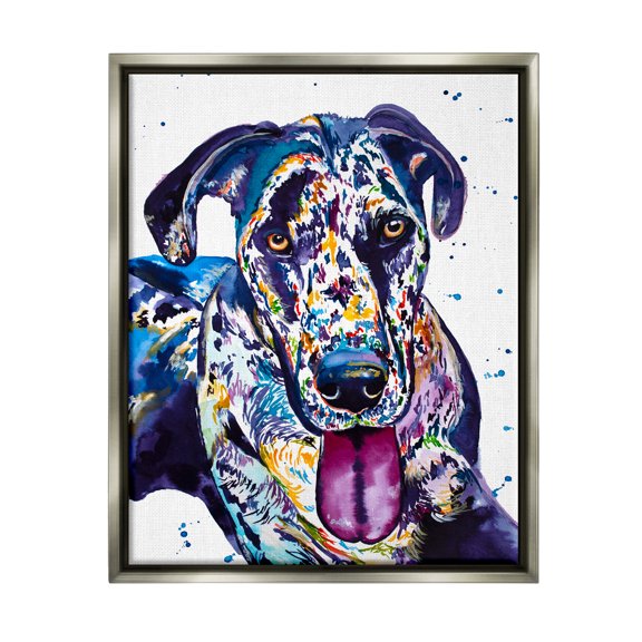Stupell Abstract Dog Modern Pet Portrait Animals & Insects Painting Gray Floater Framed Art Print Wall Art