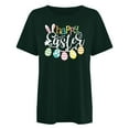 thumbnail image 4 of Virmaxy Happy Easter T-Shirt for Women Easter Egg Letter Print Tees Tops Fashion Crewneck Printed Short Sleeve T-Shirt Casual Loose Shirt Tops Olive Green-A 2XL, 4 of 4