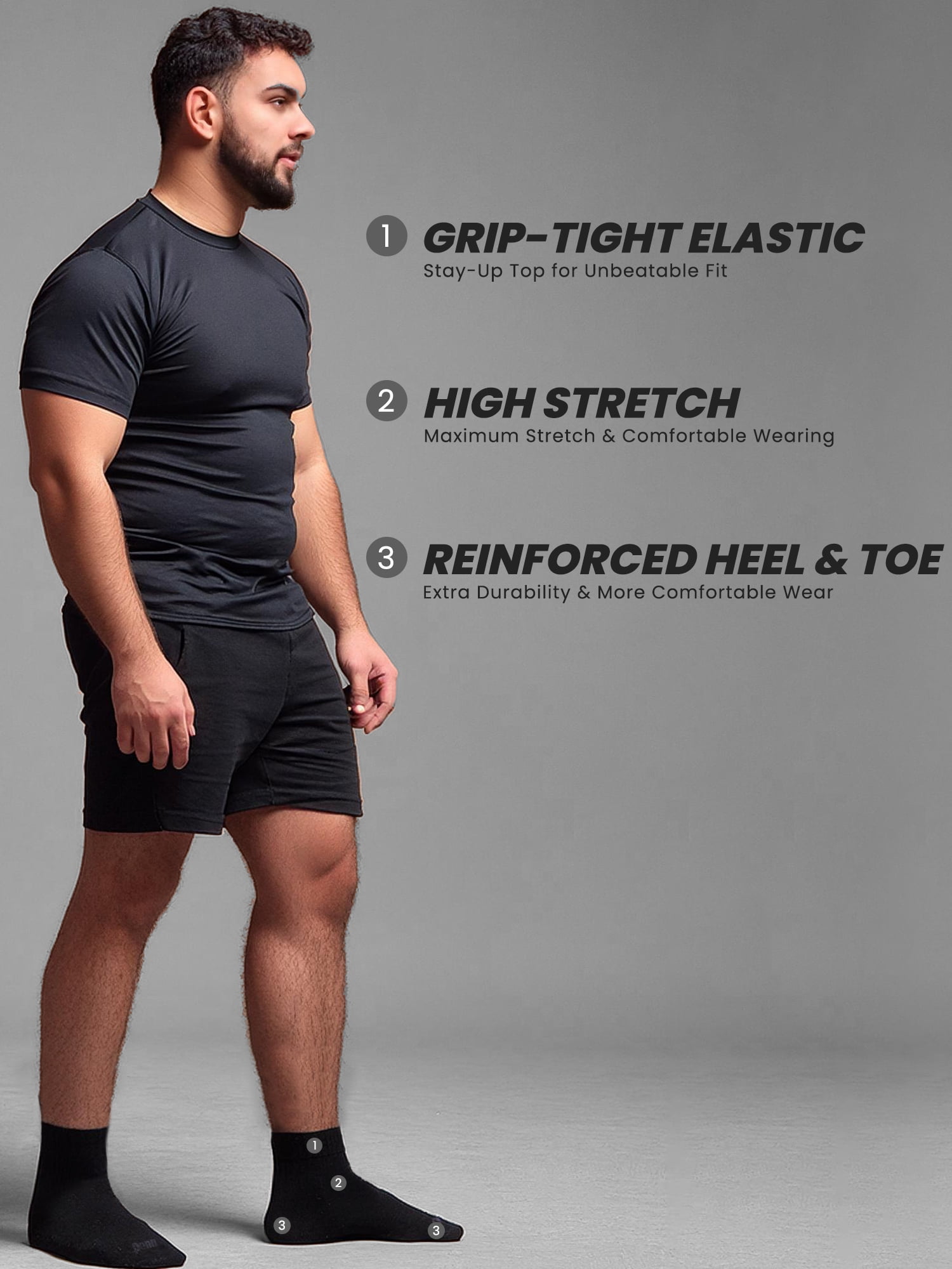 Penn Men’s Cushioned Quarter Socks for Men Breathable Men’s Sports Socks for All day Comfort, 15 pk, Black