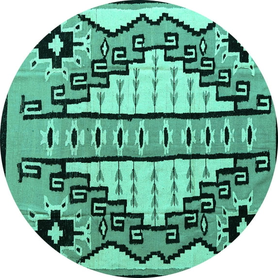 Ahgly Company Indoor Round Abstract Turquoise Blue Modern Area Rugs, 7' Round