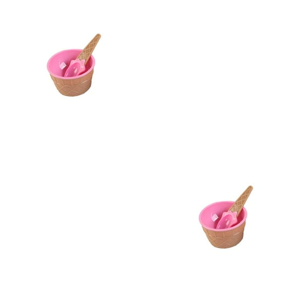 Bearachild Ice Cream Dessert Bowl Plastic Colored Children Party Scoop Garden Set Style DIY Bowls Reusable Spoons Tableware Gifts Type2 NO2